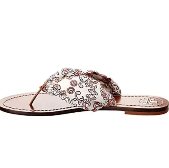 TORY BURCH Carson Printed Satin Sandals In Hicks Garden Sz: 6.5