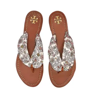 TORY BURCH Carson Printed Satin Sandals In Hicks Garden Sz: 6.5