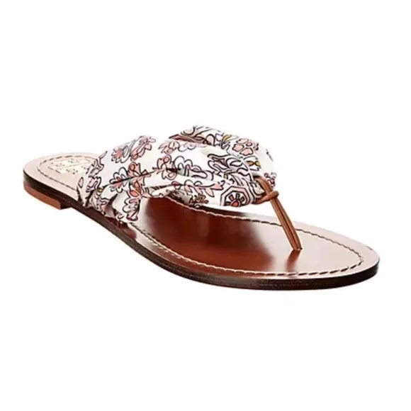 TORY BURCH Carson Printed Satin Sandals In Hicks Garden Sz: 6.5