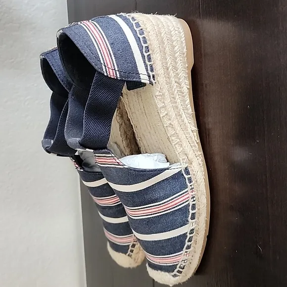 Tory Burch Catalina 3 50mm Espadrille Striped Canvas/Elastic Size 8