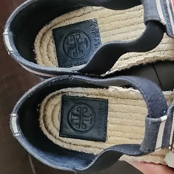 Tory Burch Catalina 3 50mm Espadrille Striped Canvas/Elastic Size 8