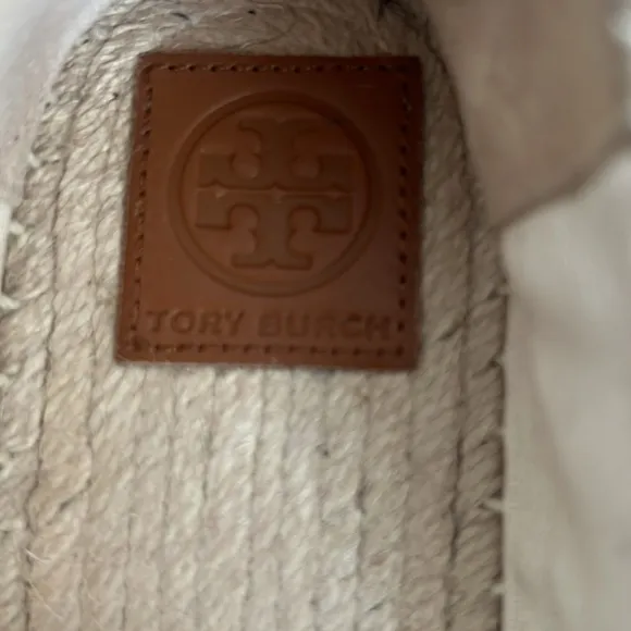 Tory Burch Color Block Canvas/Leather Espadrille Cream/Brown NWOT Size 9.5