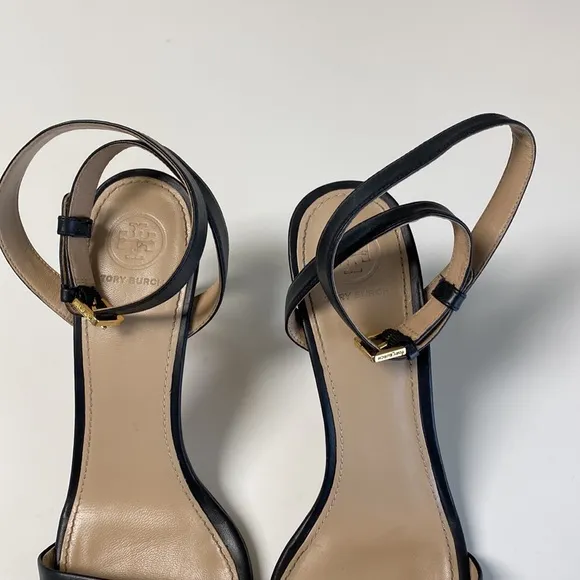 Tory Burch Elana Ankle Strap Leather Heel Sandals