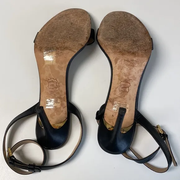 Tory Burch Elana Ankle Strap Leather Heel Sandals