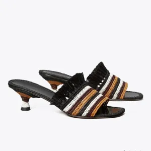 Tory Burch Eleanor Raffia Kitten Heel‎ Sandals