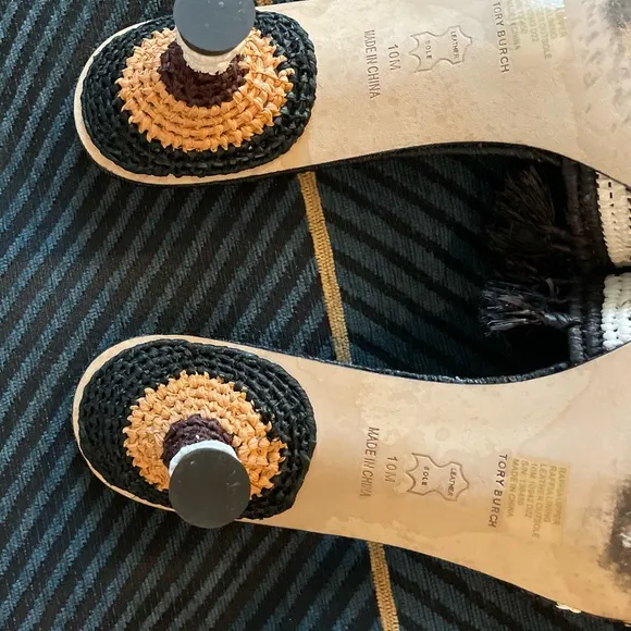 Tory Burch Eleanor Raffia Kitten Heel‎ Sandals