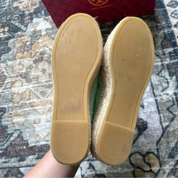 Tory Burch Everly Platform Soft Aqua Royal Suede Espadrilles