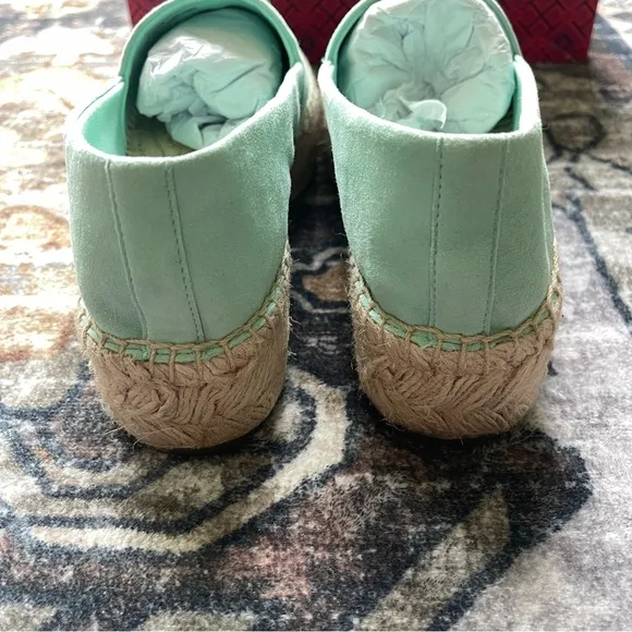 Tory Burch Everly Platform Soft Aqua Royal Suede Espadrilles
