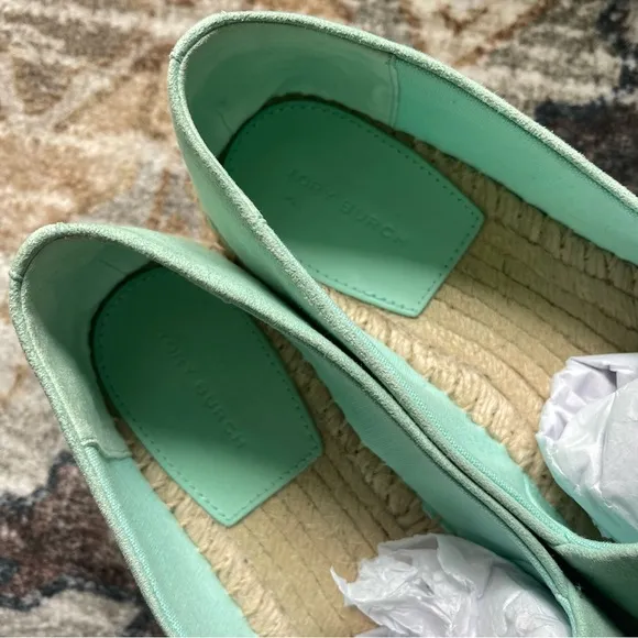 Tory Burch Everly Platform Soft Aqua Royal Suede Espadrilles
