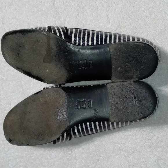 Tory Burch Evette Striped Patent Penny Loafers Size 8.5