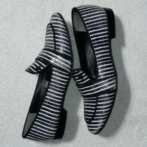 Tory Burch Evette Striped Patent Penny Loafers Size 8.5