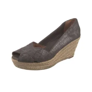 Tory Burch Filipa Pewter Gray Wedge Espadrille Womens Size 10.5