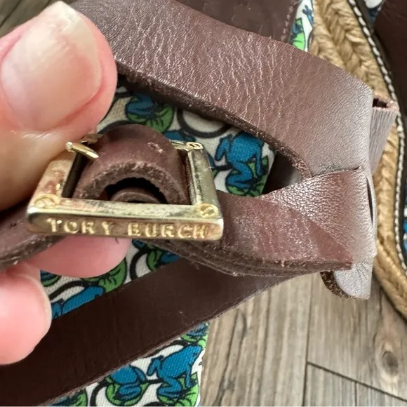 Tory Burch Frog &amp; Lilypad Print Espadrilles Size 9