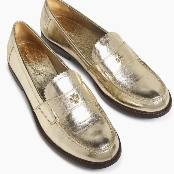 Tory Burch Gold Flats Metallic Loafers