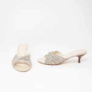 Tory Burch Grosgrain Ribbon Logo Print 55MM Open Toe High Heels Sandals Shoes