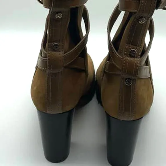 Tory Burch Jaime Vicuna Tan Textured Suede Mid-Calf Boots