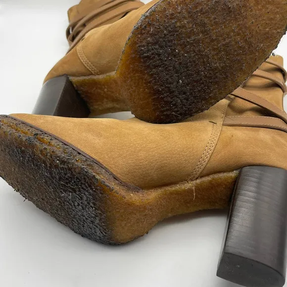 Tory Burch Jaime Vicuna Tan Textured Suede Mid-Calf Boots