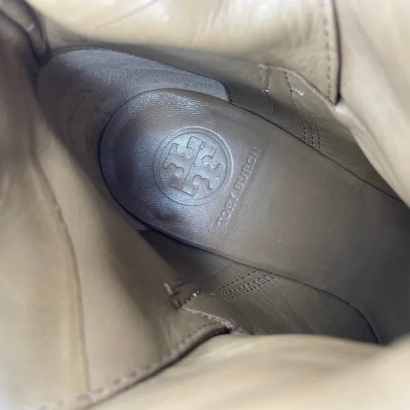 Tory Burch Jaime Vicuna Tan Textured Suede Mid-Calf Boots