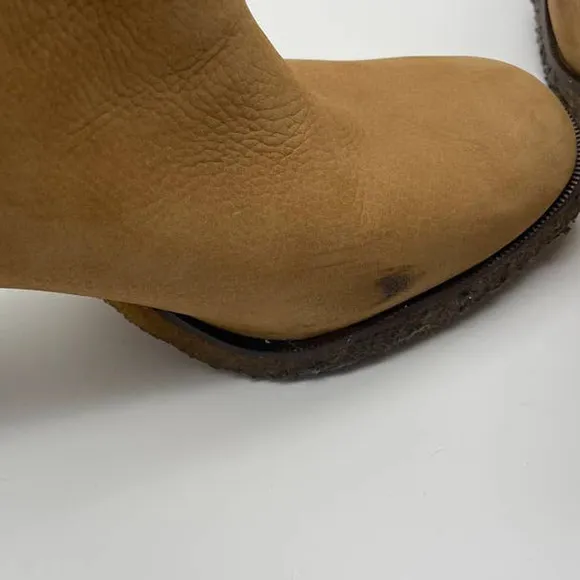 Tory Burch Jaime Vicuna Tan Textured Suede Mid-Calf Boots