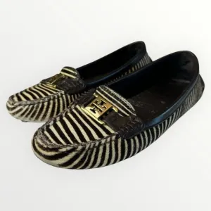 Tory Burch Leather Zebra Penny Loafers Slip Ons Womens Driving Shoes 7.5