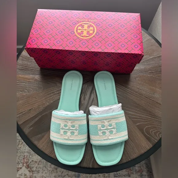 Tory Burch Logo Jacquard Slide Sandals