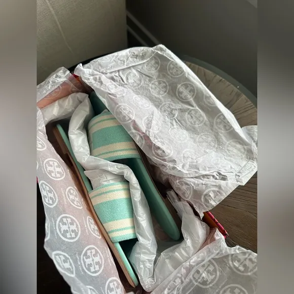 Tory Burch Logo Jacquard Slide Sandals
