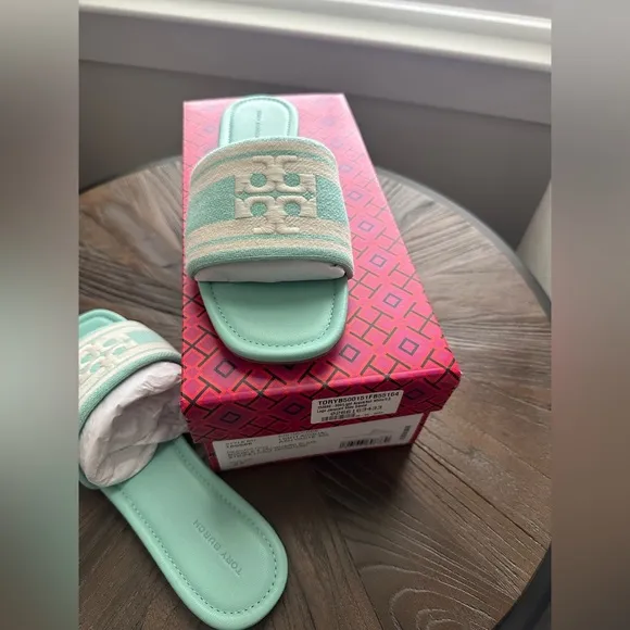 Tory Burch Logo Jacquard Slide Sandals