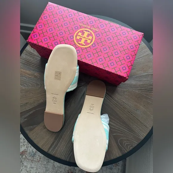 Tory Burch Logo Jacquard Slide Sandals