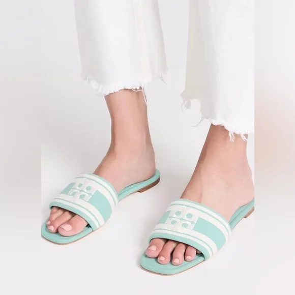 Tory Burch Logo Jacquard Slide Sandals