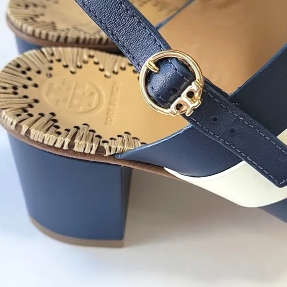 Tory Burch Marguerite double band heel sandals floral detail women's size 10.5