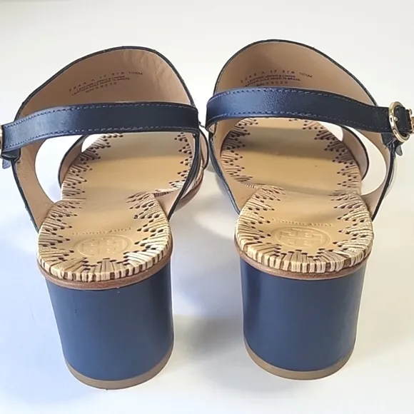 Tory Burch Marguerite double band heel sandals floral detail women's size 10.5