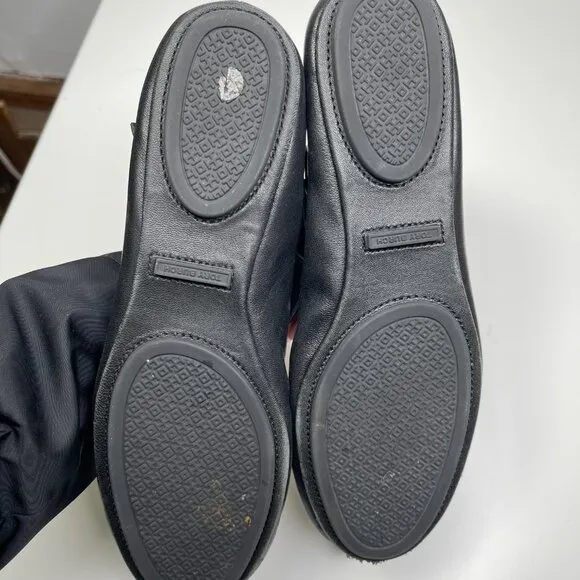 Tory Burch Minnie Embellished Black Nappa Leather Two Way Ballet Flats US Size 8