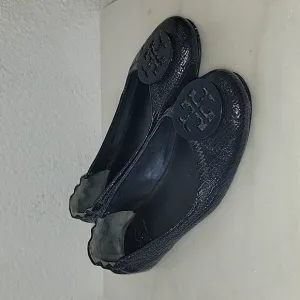 Tory Burch Minnie Patent Leather Travel Ballet Flats, Tory Navy, 9.5