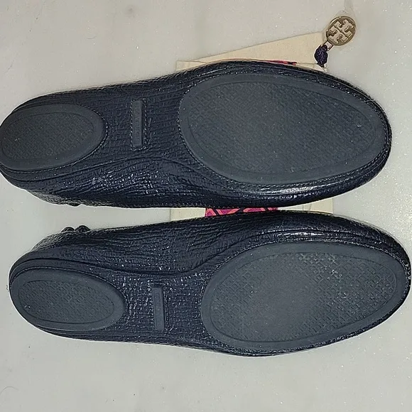 Tory Burch Minnie Patent Leather Travel Ballet Flats, Tory Navy, 9.5