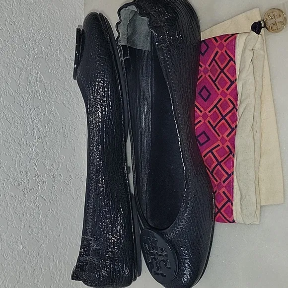 Tory Burch Minnie Patent Leather Travel Ballet Flats, Tory Navy, 9.5