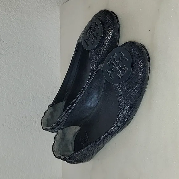 Tory Burch Minnie Patent Leather Travel Ballet Flats, Tory Navy, 9.5