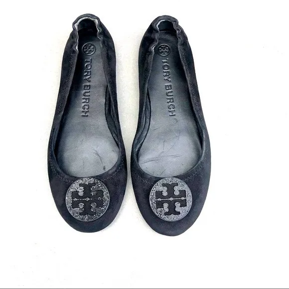 TORY BURCH Minnie Pave Medallion Travel Flats 7.5M