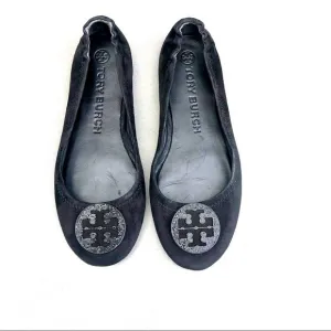 TORY BURCH Minnie Pave Medallion Travel Flats 7.5M