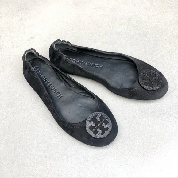 TORY BURCH Minnie Pave Medallion Travel Flats 7.5M