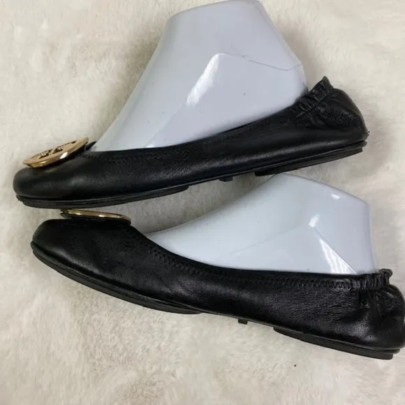 Tory Burch Minnie‎ Travel Ballet Flats Metal Logo, size 8.5M