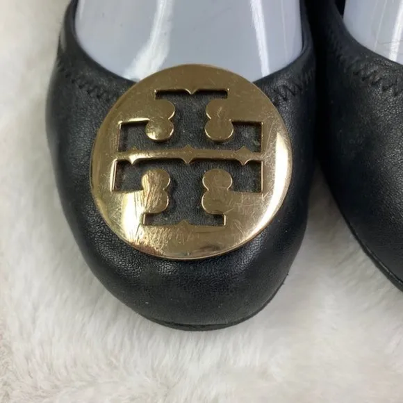 Tory Burch Minnie‎ Travel Ballet Flats Metal Logo, size 8.5M