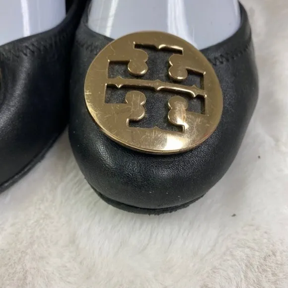 Tory Burch Minnie‎ Travel Ballet Flats Metal Logo, size 8.5M