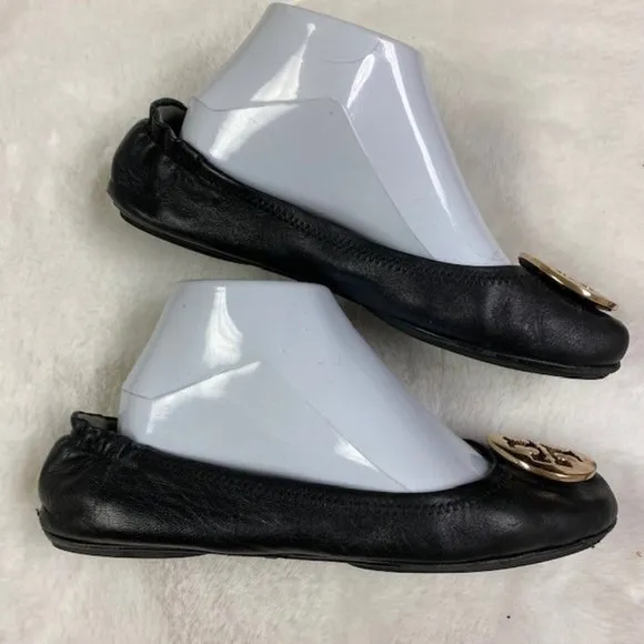 Tory Burch Minnie‎ Travel Ballet Flats Metal Logo, size 8.5M