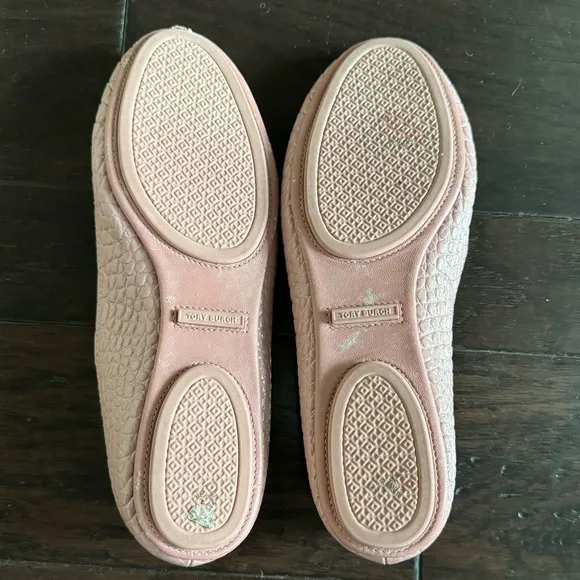 TORY BURCH Minnie Travel Flats - Croc Embossed - Rosa Pink - 9.5