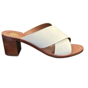 Tory Burch Montrose Mule Ivory Leather Block Heel Sandals Size 8