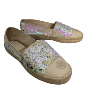 TORY BURCH OPAL/SEA GREEN MERMAID SEQUIN ESPADRILLES SIZE 9