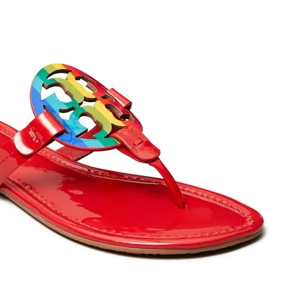 TORY BURCH Patent Rainbow Red Miller Sandals