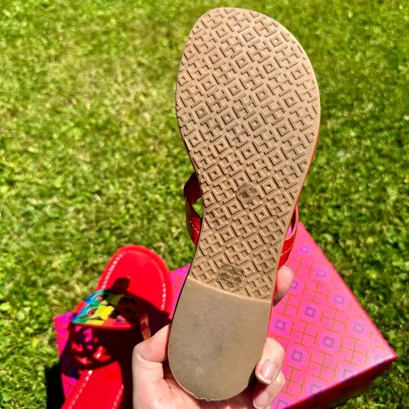 TORY BURCH Patent Rainbow Red Miller Sandals