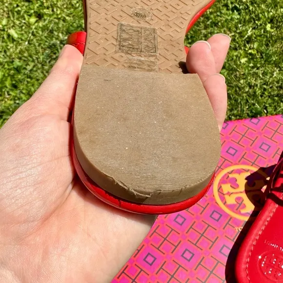 TORY BURCH Patent Rainbow Red Miller Sandals