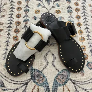 Tory Burch Ravello Studded Toe Ring Sandal In Black Women’s Size 8